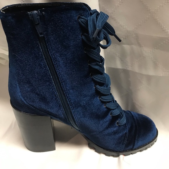 Steve Madden Blue Velvet High Heel Boots - Picture 3 of 6